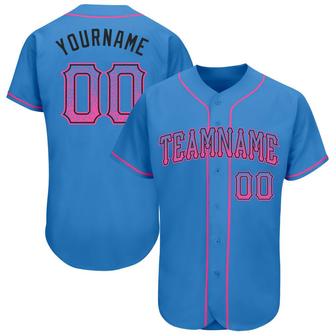 Custom Powder Blue Pink-Black Authentic Drift Fashion Baseball Jersey - Monsterry