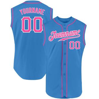 Custom Powder Blue Pink-White Authentic Sleeveless Baseball Jersey - Monsterry AU
