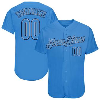Custom Powder Blue Powder Blue-Navy Authentic Baseball Jersey - Monsterry