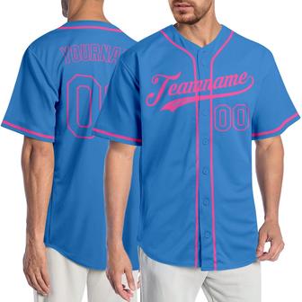 Custom Powder Blue Powder Blue-Pink Authentic Baseball Jersey - Monsterry AU