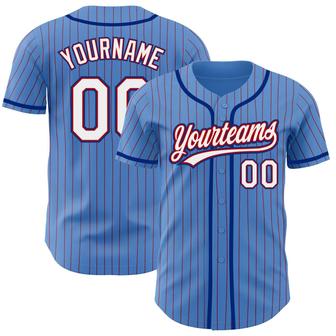 Custom Powder Blue Red Pinstripe White-Royal Authentic Baseball Jersey - Monsterry CA
