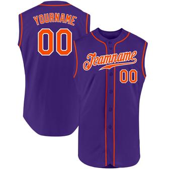 Custom Purple Orange-White Authentic Sleeveless Baseball Jersey - Monsterry DE