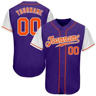 Custom Purple Orange-White Authentic Two Tone Baseball Jersey - Monsterry AU