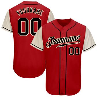 Custom Red Black-Cream Authentic Two Tone Baseball Jersey - Monsterry CA