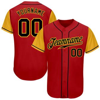 Custom Red Black-Gold Authentic Two Tone Baseball Jersey - Monsterry CA