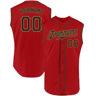 Custom Red Black-Old Gold Authentic Sleeveless Baseball Jersey - Monsterry CA