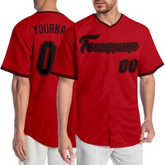 Custom Red Black-Red Authentic Baseball Jersey - Monsterry