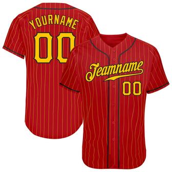 Custom Red Gold Pinstripe Gold-Black Authentic Baseball Jersey - Monsterry UK