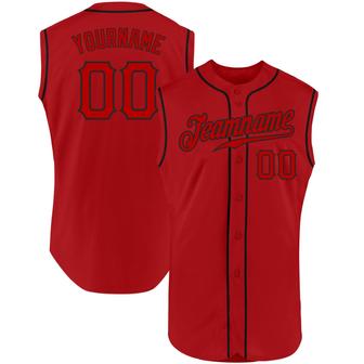 Custom Red Red-Black Authentic Sleeveless Baseball Jersey - Monsterry AU