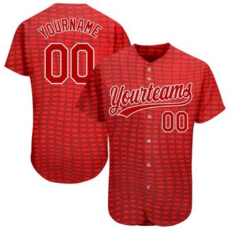 Custom Red Red-White 3D Pattern Design Authentic Baseball Jersey - Monsterry CA