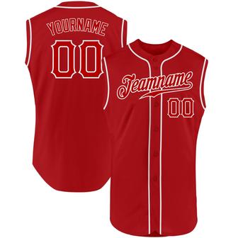 Custom Red Red-White Authentic Sleeveless Baseball Jersey - Monsterry DE