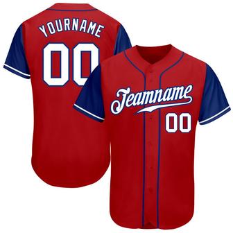 Custom Red White-Royal Authentic Two Tone Baseball Jersey - Monsterry
