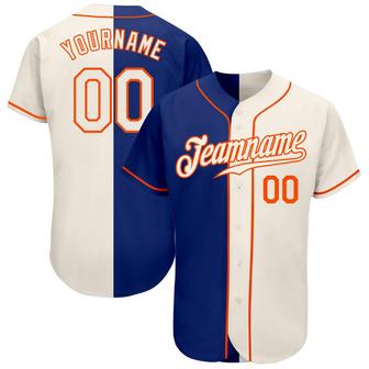 Custom Royal Cream-Orange Authentic Split Fashion Baseball Jersey - Monsterry