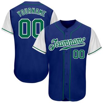 Custom Royal Kelly Green-White Authentic Two Tone Baseball Jersey - Monsterry