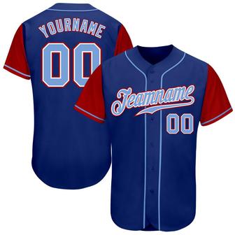 Custom Royal Light Blue-Red Authentic Two Tone Baseball Jersey - Monsterry