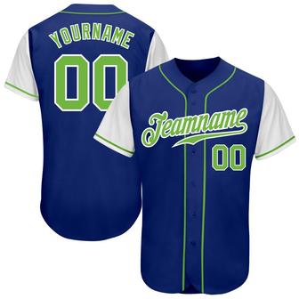 Custom Royal Neon Green-White Authentic Two Tone Baseball Jersey - Monsterry AU