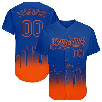 Custom Royal Orange 3D New York City Edition Fade Fashion Authentic Baseball Jersey - Monsterry DE