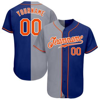 Custom Royal Orange-Gray Authentic Split Fashion Baseball Jersey - Monsterry AU