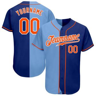 Custom Royal Orange-Light Blue Authentic Split Fashion Baseball Jersey - Monsterry AU