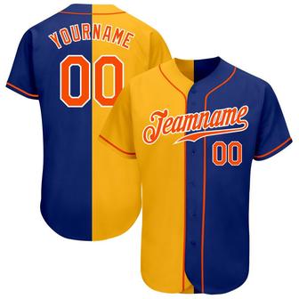 Custom Royal Orange-Yellow Authentic Split Fashion Baseball Jersey - Monsterry AU