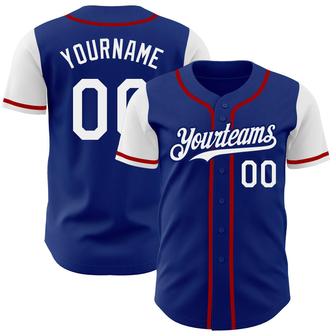 Custom Royal White-Red Authentic Two Tone Baseball Jersey - Monsterry