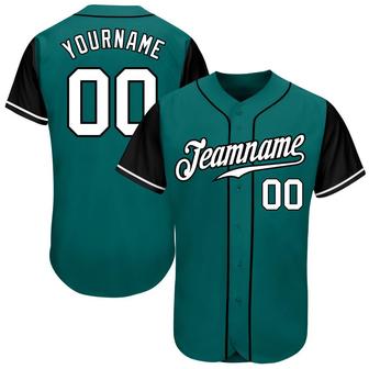 Custom Teal White-Black Authentic Two Tone Baseball Jersey - Monsterry DE