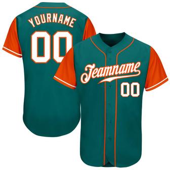 Custom Teal White-Orange Authentic Two Tone Baseball Jersey - Monsterry AU