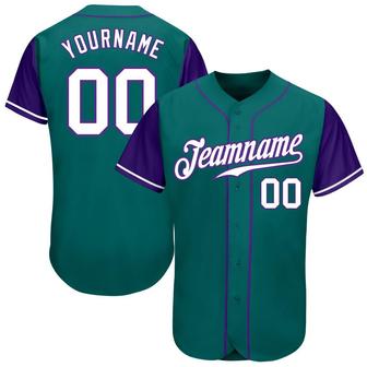 Custom Teal White-Purple Authentic Two Tone Baseball Jersey - Monsterry AU