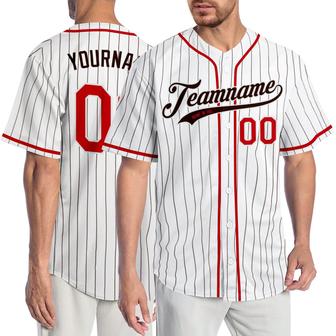 Custom White Brown Pinstripe Red-Brown Authentic Baseball Jersey - Monsterry