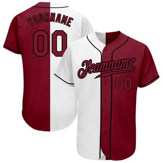 Custom White Crimson-Black Authentic Split Fashion Baseball Jersey - Monsterry