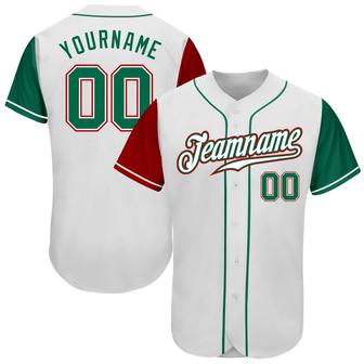 Custom White Kelly Green-Red Authentic Two Tone Baseball Jersey - Monsterry CA