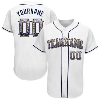 Custom White Navy-Old Gold Authentic Drift Fashion Baseball Jersey - Monsterry