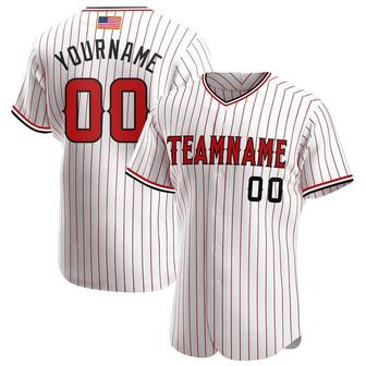 Custom White Red Pinstripe Red-Black Authentic American Flag Fashion Baseball Jersey - Monsterry