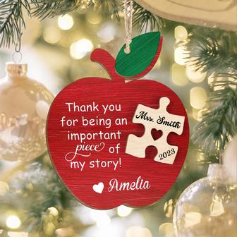 Personalized Teacher Wooden Ornament Apple Thank You Christmas Ornament | Mazezy