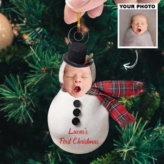 Custom Photo Ornament, Baby Ornament, Snowman Ornaments, Gift For First Time Dad Mom - Thegiftio