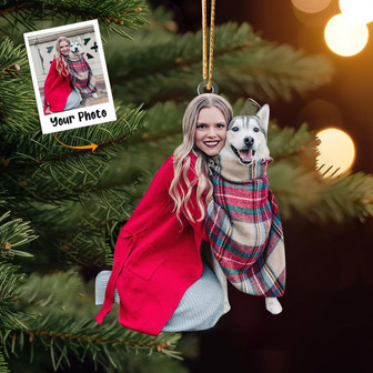 Custom Photo Ornament - Christmas Gift For Family Members, Dog Lovers, Dog Mom, Dog Dad - THEGIFTIO