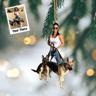 Custom Photo Ornament, Dog With Owner Ornament, Gift For Dog Mom, Dog Dad, Dog Lover - Thegiftio UK
