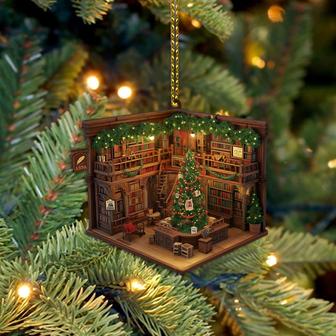 Customized Book Store Ornament, Bookshelves Ornaments, Ornament For Book Lovers, Book Worms, Christmas Ornaments - Thegiftio
