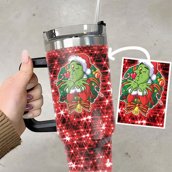 Grinch Themed Green 40 oz Tumbler, Mean One Tumbler, Tumbler Grinch Cup, Grinch Christmas Tumbler, Xmas Cup - Thegiftio