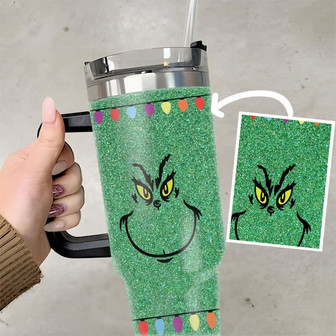 Stanley Grich Tumbler, Christmas Grinchmas Pattern Tumbler, 40 oz Mean Grinch Christmas Tumbler, Gift For Her, Gift For Him - Thegiftio