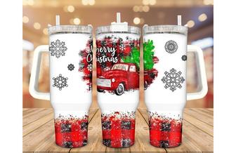 Merry Christmas, Red Christmas Truck, Quencher Tumbler - Thegiftio