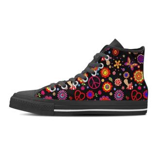 Abstract Flower Hippie Men's High Top Shoes - Monsterry AU