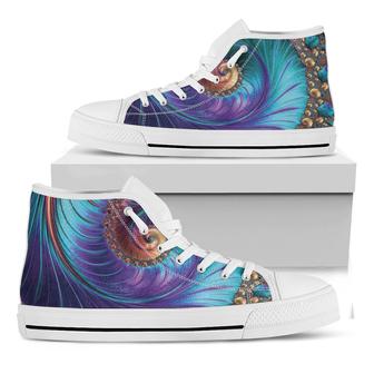 Abstract Fractal Print White High Top Shoes - Monsterry AU