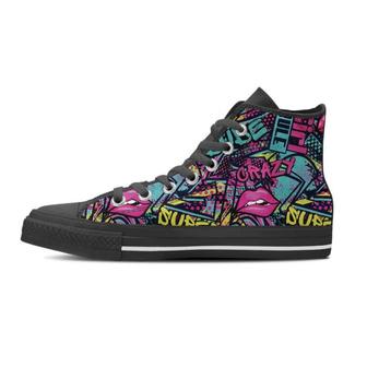 Abstract Graffiti Hiphop Lip Women's High Top Shoes - Monsterry
