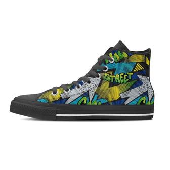 Abstract Graffiti Print Men's High Top Shoes - Monsterry AU