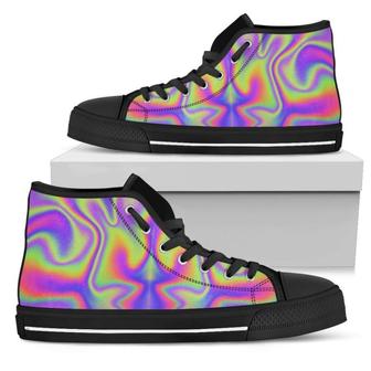 Abstract Holographic Trippy Print Women's High Top Shoes - Monsterry DE