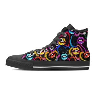 Abstract Lip Graffiti Print Women's High Top Shoes - Monsterry AU