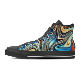 Abstract Wavy Psychedelic Men's High Top Shoes - Monsterry AU