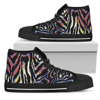 Abstract Zebra Pattern Print Women's High Top Shoes - Monsterry DE