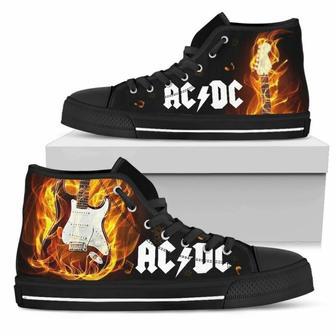 Acdc Sneakers Custom Guitar High Top Shoes Gifts For Music Fans High Top Shoes | Favorety AU